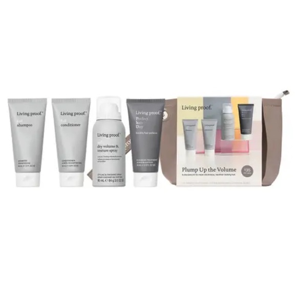 🛍️ Living Proof Plump Up The Volume Travel Kit With Canvas Pouch - Picture 1 of 9